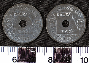 Thumbnail of Tax Token: Missouri Sales Tax Receipt, 5 Mills (1971.29.0005)