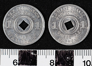 Thumbnail of Tax Token: Mississippi Sales Tax Token, 1 Mill (1971.29.0008)