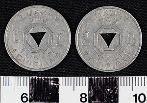 Thumbnail of Tax Token: Louisiana Luxury Tax Token, 1 Mill (1971.29.0010)