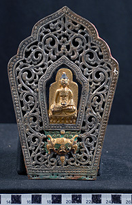 Thumbnail of Headdress Section: Buddha in Filigree Frame (2007.08.0021A)