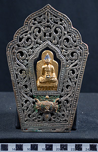 Thumbnail of Headdress Section: Buddha in Filigree Frame (2007.08.0021B)