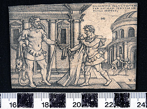 Thumbnail of Engraving: Labours of Hercules, Hercules Receiving the Shirt of Nessus from Lichas (1941.03.0004A)