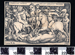 Thumbnail of Engraving: Labours of Hercules, Hercules Fighting Against the Trojans (1941.03.0004B)