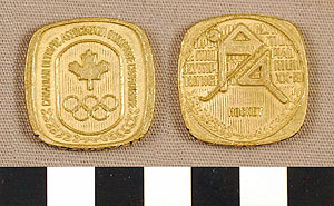 Thumbnail of Commemorative Olympic Medallion: Hockey, Canadian Olympic Association at the 1972 Munich Olympiad (1977.01.0266F)