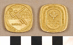 Thumbnail of Commemorative Olympic Medallion: Handball, Canadian Olympic Association at the 1972 Munich Olympiad (1977.01.0266G)
