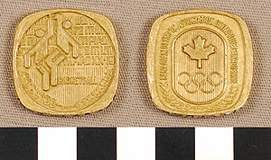Thumbnail of Commemorative Olympic Medallion: Basketball, Canadian Olympic Association at the 1972 Munich Olympiad (1977.01.0266T)
