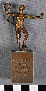 Thumbnail of Commemorative Statuette: XVIII Summer Olympics in Tokyo from the Netherlands Olympic Committee (1977.01.0282)
