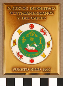 Thumbnail of Commemorative Plaque: "X Juegos Deportivos Centroamerticanos Y Del Caribe, Puerto Rico 1966" (1977.01.0547)
