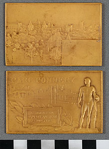 Thumbnail of Commemorative Olympic Plaque: "Parc Pommery / Reception du Team Qlimpique Americain 23 Juillet 1912" (1977.01.0681A)