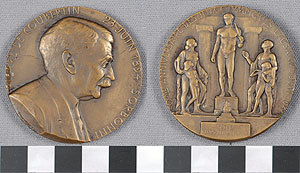 Thumbnail of Olympic Commemorative Medallion: Pierre de Coubertin (1977.01.0711B)