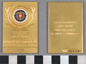 Thumbnail of Plaque: "Merite International 1963" (1977.01.0737)