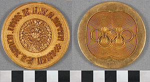 Thumbnail of Olympic Commemorative Medallion: "Juegos De La XIX Olimpiada, Octubre 12-27 Mexico" (1977.01.0747A)