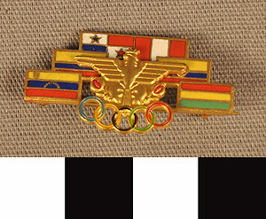 Thumbnail of Commemorative Olympic Pin: 6 Flags, Crowned Eagle (1977.01.1116)