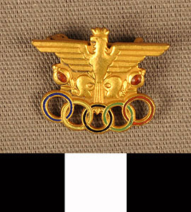 Thumbnail of Commemorative Olympic Pin: Crowned Eagle, 5 Rings (1977.01.1117)