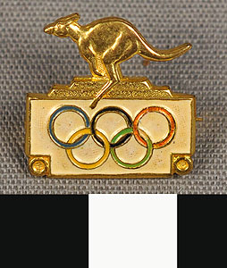 Thumbnail of Commemorative Olympic Pin: Kangaroo, 5 Rings (1977.01.1132)