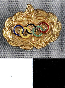 Thumbnail of Commemorative Olympic Pin: Torch, 5 Rings (1977.01.1138)