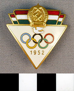 Thumbnail of Commemorative Pin: XV Summer Olympics in Melbourne or the VI Winter Olympics in Oslo (1977.01.1175)