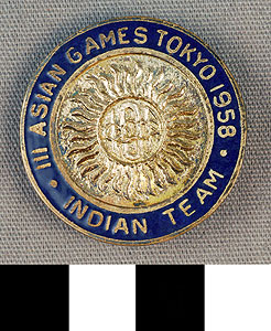 Thumbnail of Commemorative Pin: Indian Team, III Asian Games (1977.01.1183)
