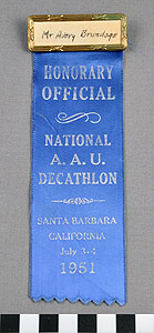 Thumbnail of Identification Badge: National Amateur Athletic Union Decathlon (1977.01.1345)