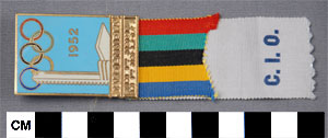 Thumbnail of Identification Badge for XV Summer Olympics in Helsinki: International Olympic Committee (1977.01.1371)