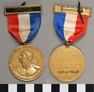 Thumbnail of Officials Badge: Century of Progress, Amateur Athletic Union of United States Championships (1977.01.1402B)