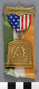 Thumbnail of Officials Badge: International Golden Gloves, U.S. vs. Ireland (1977.01.1404)