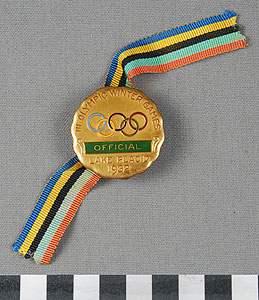 Thumbnail of Officials Badge: III Olympic Winter Games (1977.01.1448B)