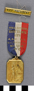Thumbnail of Vice President Badge: Amateur Athletic Union Annual Convention, South  Athletic Association (1977.01.1485)