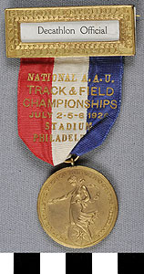 Thumbnail of Decathlon Official Badge: National Amateur Athletic Union Track and Field Championships (1977.01.1490B)