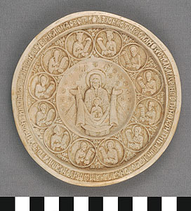 Thumbnail of Plaster Cast Reproduction of Panagia Medallion:  Madonna and Child (1912.05.0008)