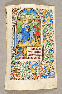 Thumbnail of Illuminated Manuscript Page:  Book of Hours, Flight into Egypt (1949.09.0001)