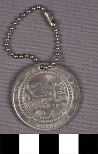 Thumbnail of Commemorative Medallion Key Chain: "Nevada Silver Centennial 1859 – 1959" (1977.01.0960B)