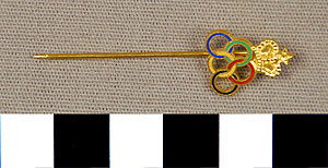 Thumbnail of Commemorative Olympic Stick Pin: Crown, 5 Rings (1977.01.1068)