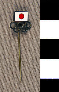Thumbnail of Commemorative Olympic Pin: Japanese Flag, 5 Rings (1977.01.1070)