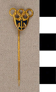 Thumbnail of Commemorative Olympic Stick Pin: Eagle, 5 Rings (1977.01.1071)