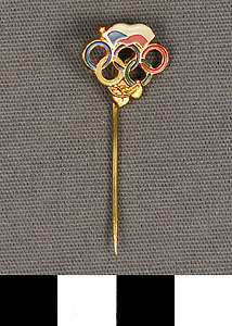 Thumbnail of Commemorative Olympic Pin: Czech Republic Flag, 5 Rings (1977.01.1075)