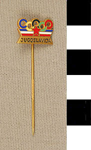 Thumbnail of Commemorative Olympic Pin: Yugoslav Flag, 5 Rings (1977.01.1076)
