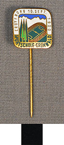 Thumbnail of Stick Pin: "Sportschole, Grunwald/ Eroffnung 10. Sept. 1950" (1977.01.1212)