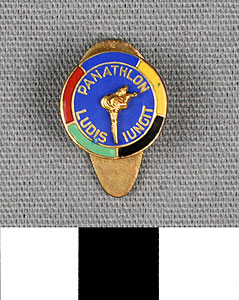 Thumbnail of Commemorative Olympic Cuff Link: "Panathlon Ludis Iungit" (1977.01.1291A)