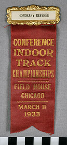 Thumbnail of Honorary Referee Badge: Indoor Track Conference Championships (1977.01.1412)