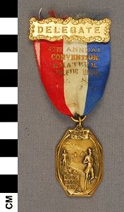 Thumbnail of Delegate Badge: Amateur Athletic Union Annual Convention (1977.01.1458)