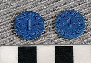 Thumbnail of Rations Token: Office of Price Administration, Blue Point (1971.29.0027)