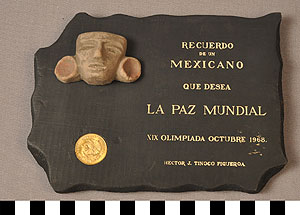 Thumbnail of Commemorative Plaque: "XIX Olimpiada Octubre 1968" (1977.01.0247)