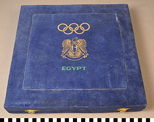 Thumbnail of Custom Case for Commemorative Olympic Plate: Egypt Olympiad 1972 (1977.01.0379B)