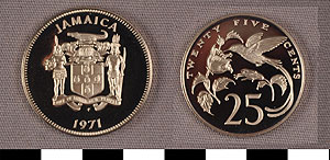 Thumbnail of Commemorative Coin: Jamaica, 25 Cents (1977.01.0426B)