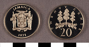 Thumbnail of Commemorative Coin: Jamaica, 20 Cents (1977.01.0426G)