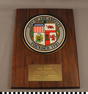 Thumbnail of Presentation Plaque: City of Los Angeles (1977.01.0475)