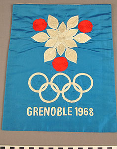 Thumbnail of Commemorative Pennant for the X Winter Olympics in Grenoble (1977.01.0797)