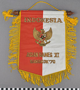 Thumbnail of Commemorative Pennant for VI Asian Games in Bangkok: Indonesia (1977.01.0799)