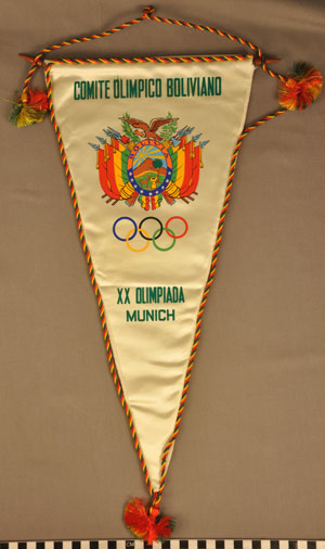 Thumbnail of Commemorative Pennant for the XX Summer Olympics in Munich: Bolivian Olympic Committee (1977.01.0821)